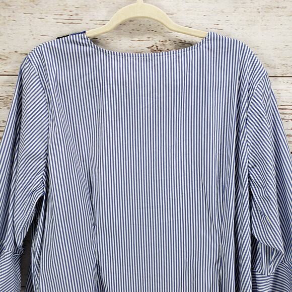 Talbots Women's Blue Striped Bell Sleeve Cotton Blend Top Size 3XP - Picture 12 of 13